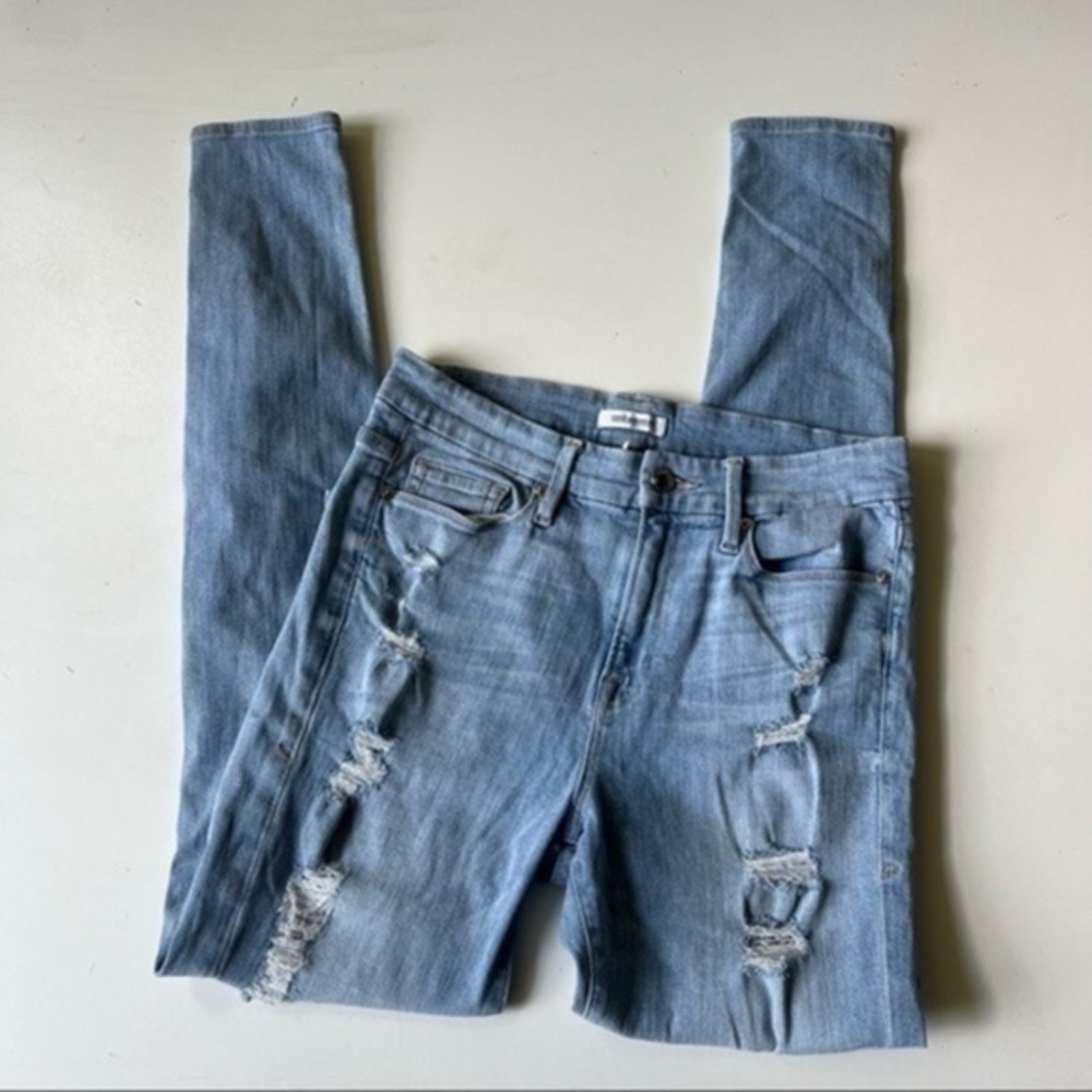 Good American Jeans Good Legs Sz 4/27‎ Distressed Light Blue Wash 5 Pocket Style